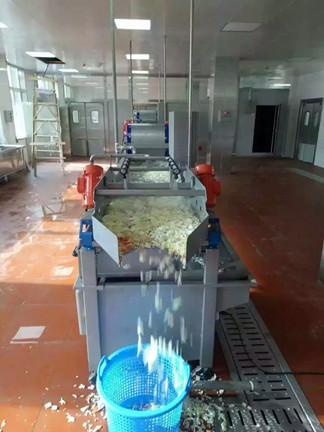 蔬菜渦流清洗機在杭州味捷食品公司收到好評